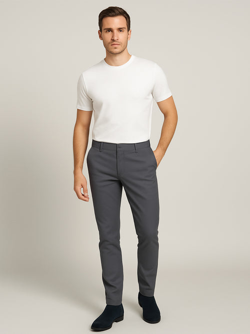 SLIM FIT ITALIAN COTTON CHINO TROUSERS – CHARCOAL GREY