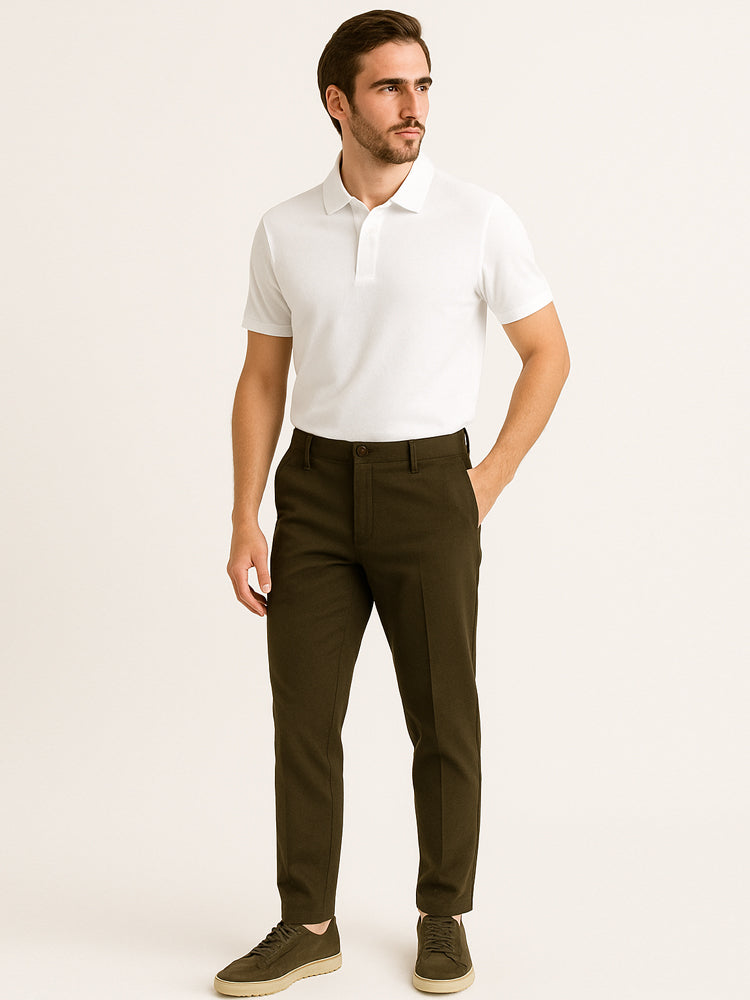 Slim Fit Chino Trousers – Olive Green SLIM FIT ITALIAN COTTON CHINO TROUSERS – OLIVE GREEN