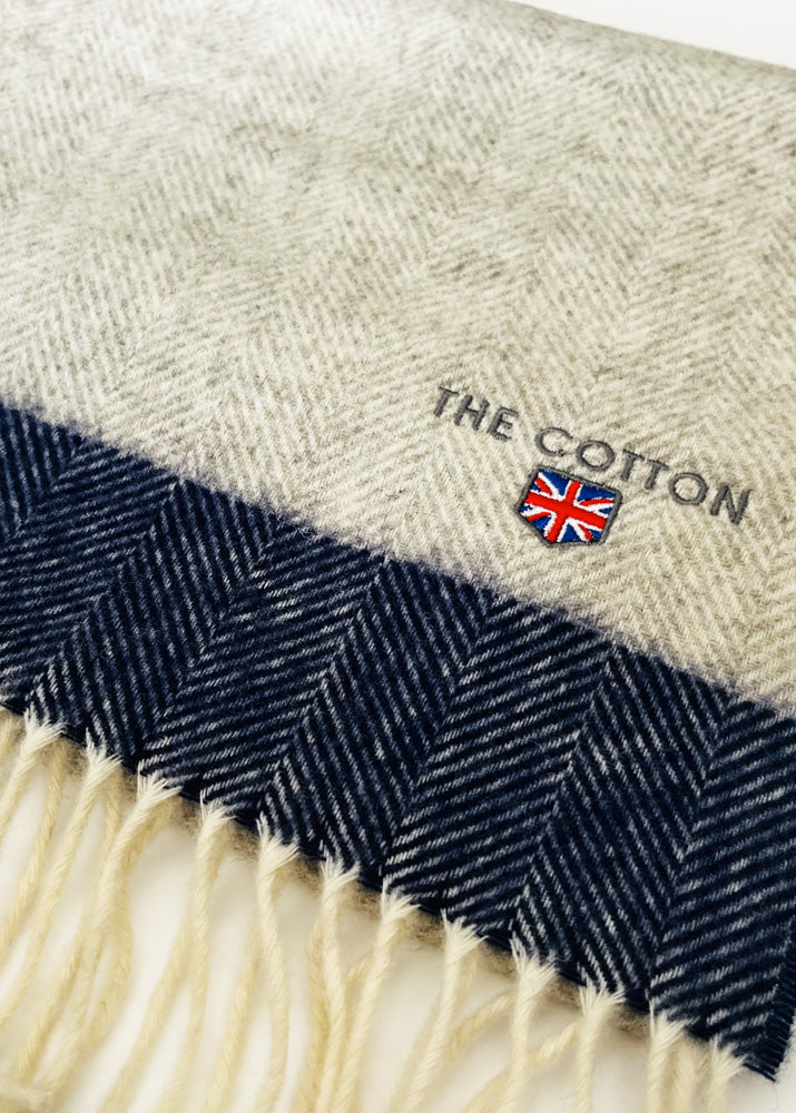 made in UK scarves for men - grey and blue colour - The Cotton