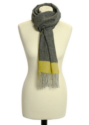 Herringbone Made In England Lambswool Fringe Scarf | Byzantium