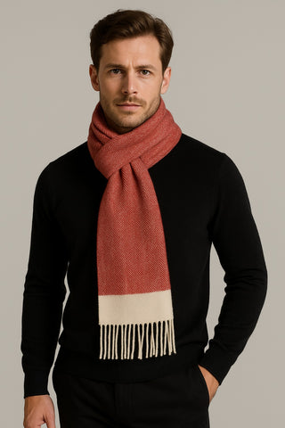 Herringbone Made In England Lambswool Fringe Scarf | Byzantium