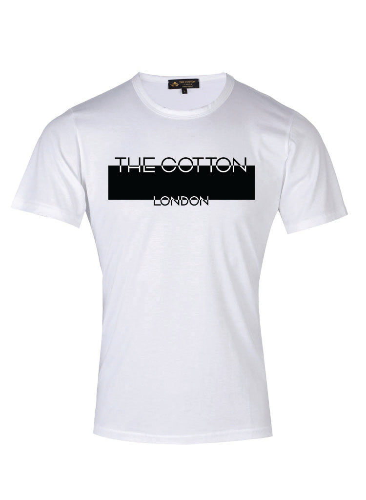 TCL Brand White T-shirt The Cotton London's brand name printed in white & black on a White T-shirt.