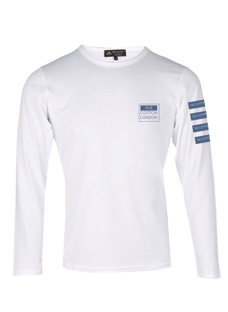 TCL Brand White T-shirt Supima Cotton TCL Brand White and Navy T-shirt