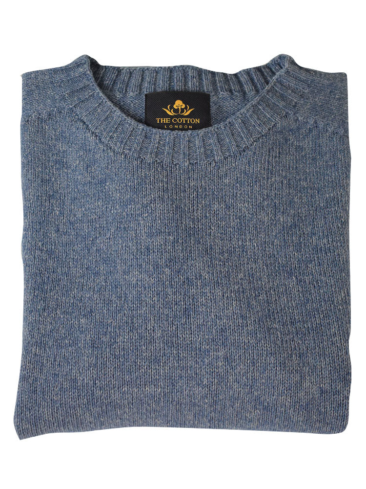 Wool X Cotton Blend Crew Neck Jumper - Denim Wool X Cotton Blend Crew Neck Jumper - Denim