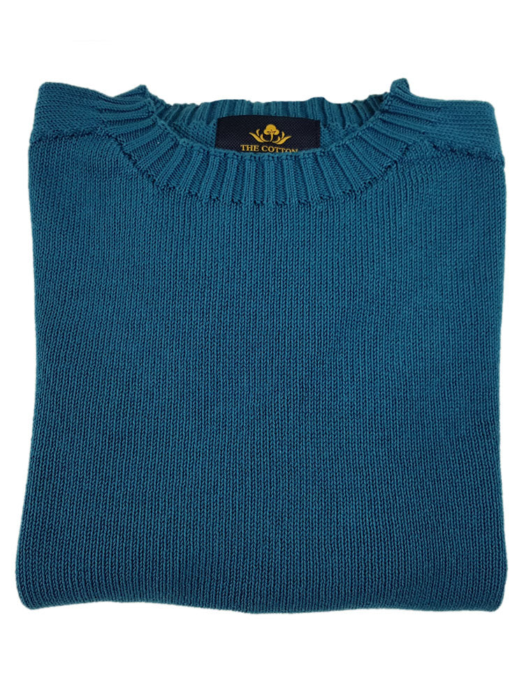 Pure Dakota Cotton Crew Neck Jumper - Blu Prussia Pure Dakota Cotton Crew Neck Jumper - Blu Prussia