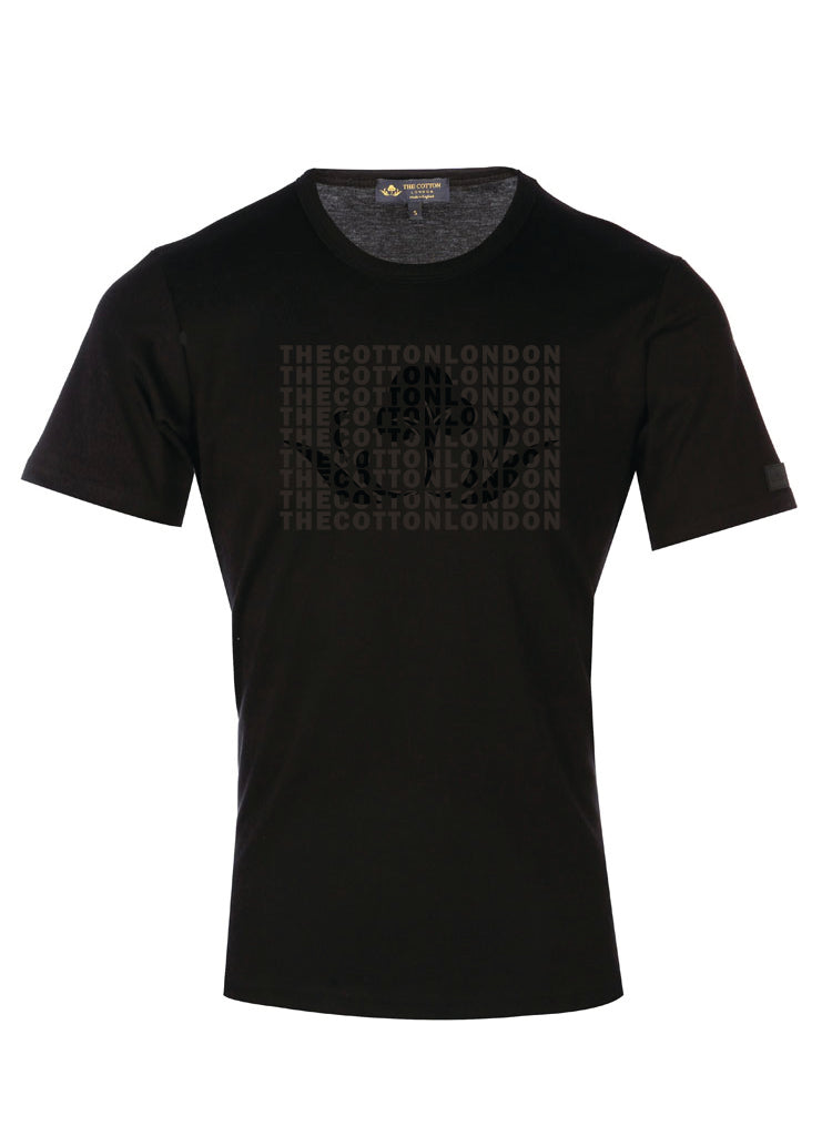 TCL Embossed Logo Black T-shirt The Cotton London's logo embossed on a Black T-shirt.
