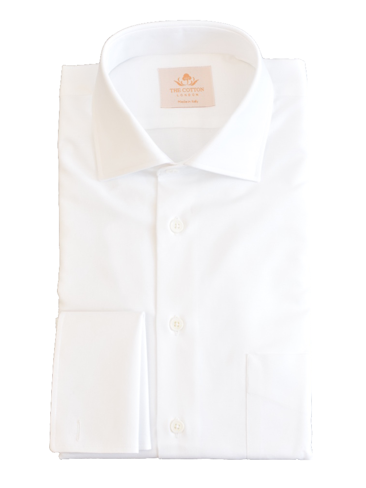 Albini Royal Oxford White Semi-French Collar Shirt Luxurious crisp white shirt
