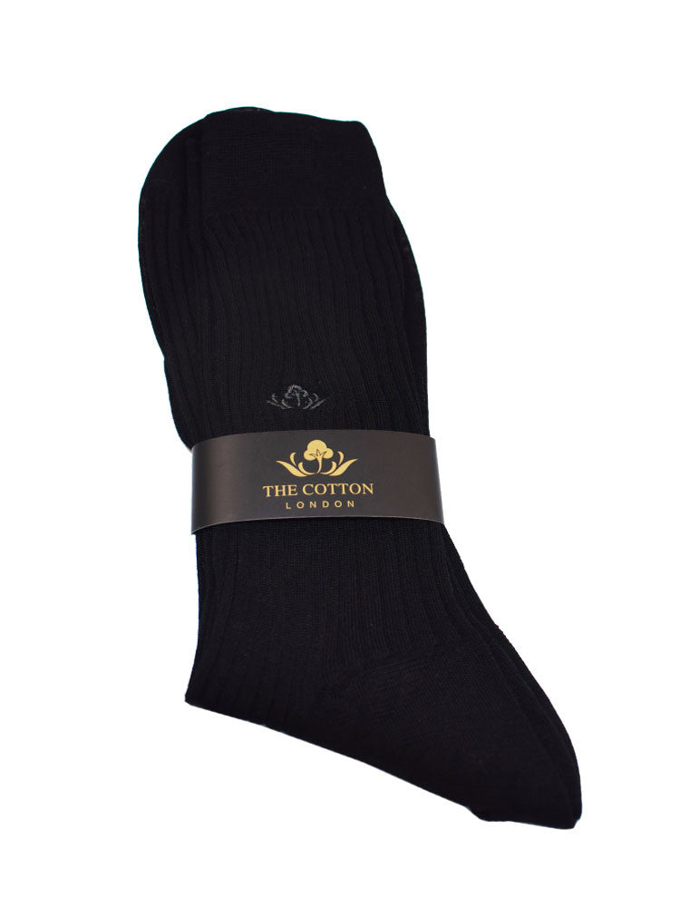 COTTON LISLE TAILORED SOCKS - BLACK