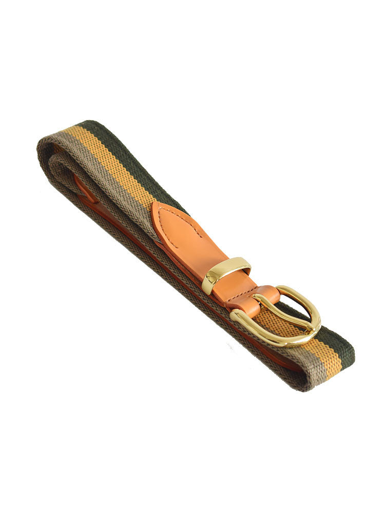 Butternut and Grey Stripes Woven Canvas Belt Butternut and Grey Stripes Woven Canvas Belt