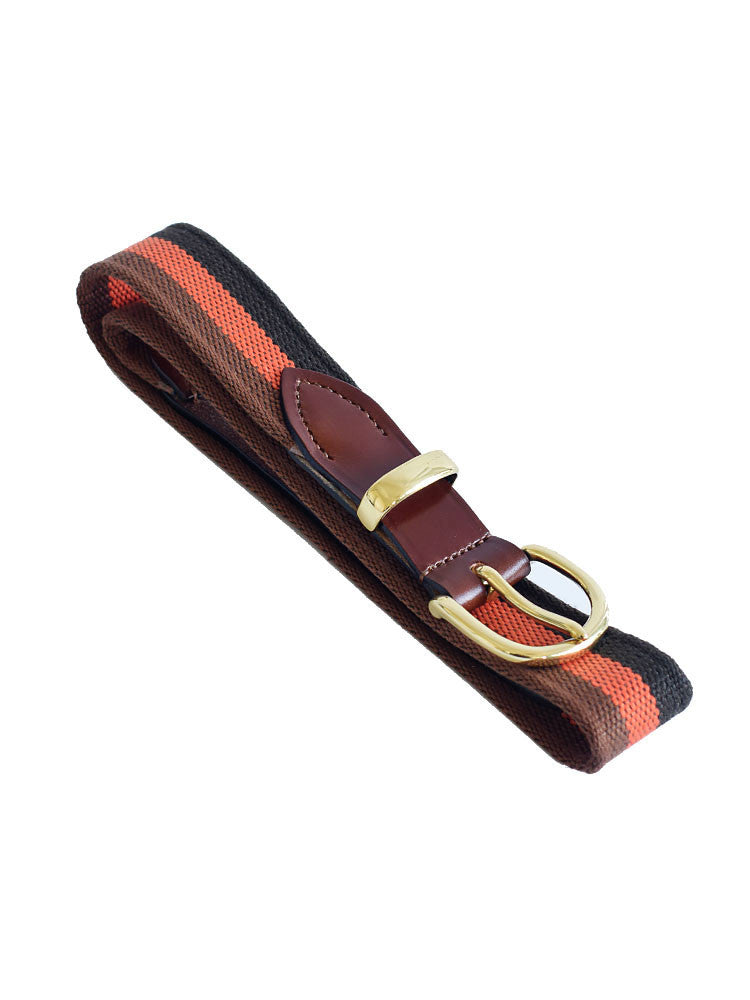 Orange and Brown Stripes Woven Canvas Belt Orange and brown stripes woven canvas belt