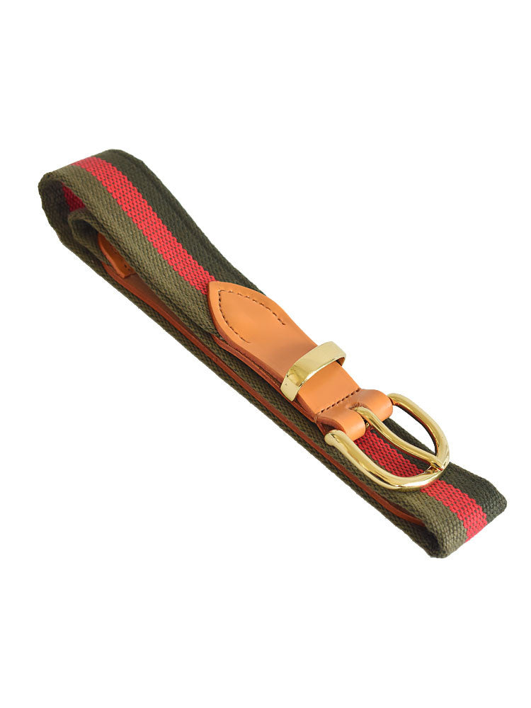 Red and Green Stripes Woven Canvas Belt Red and green stripes woven canvas belt