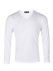 Supima cotton Long Sleeve V Neck - White t-shirt