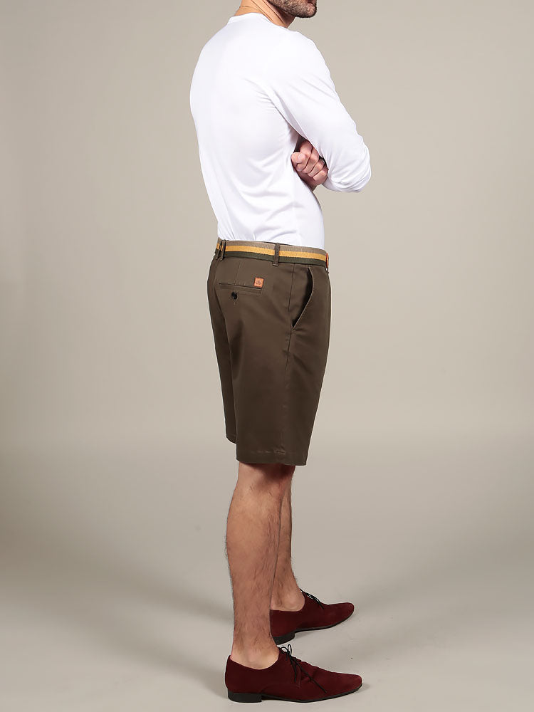 Olive green Italian slim fit chino shorts