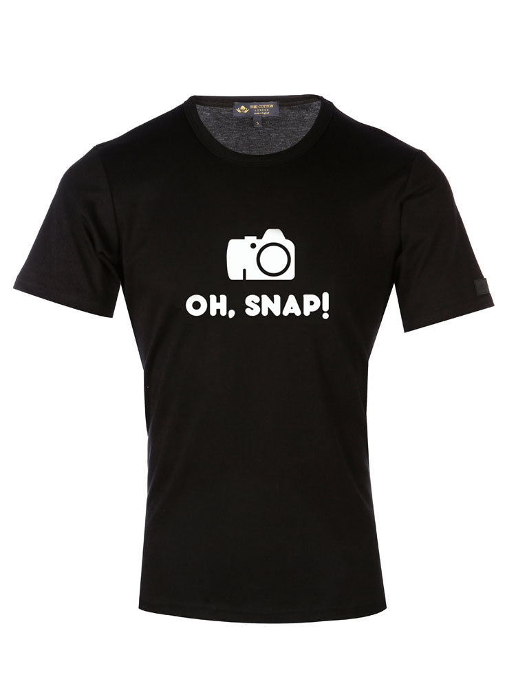 TCL Oh, Snap Camera Black T-shirt TCL Supima Cotton Graphic 'Oh Snap' Slogan Black T-shirt