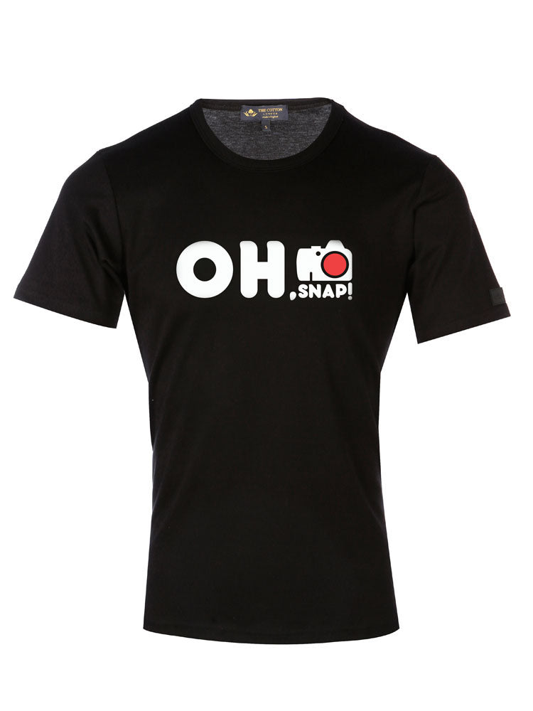 TCL Oh, Snap Camera Black & Red T-shirt TCL Supima Cotton Graphic 'Oh Snap' Slogan Black T-shirt