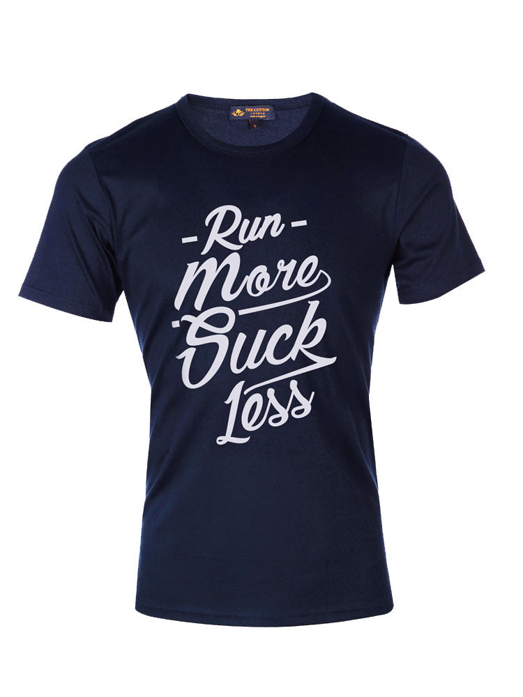 TCL Run More Suck Less Slogan Navy T-shirt TCL Supima Cotton Graphic 'Run More' Slogan Navy T-shirt