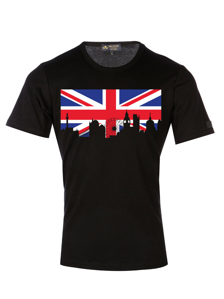 TCL London Skyline Black T-shirt TCL Supima Cotton Graphic Slogan London city Black T-shirt
