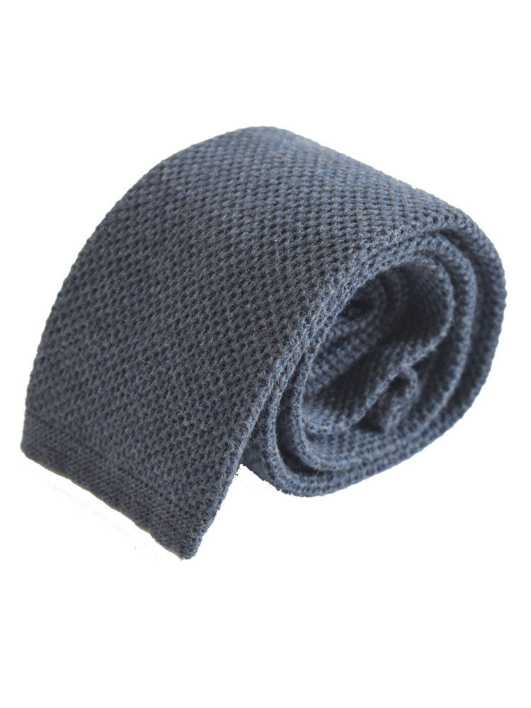 Compact Weave Plain Knitted Tie – Navy Compact weave plain cotton knitted tie - Navy