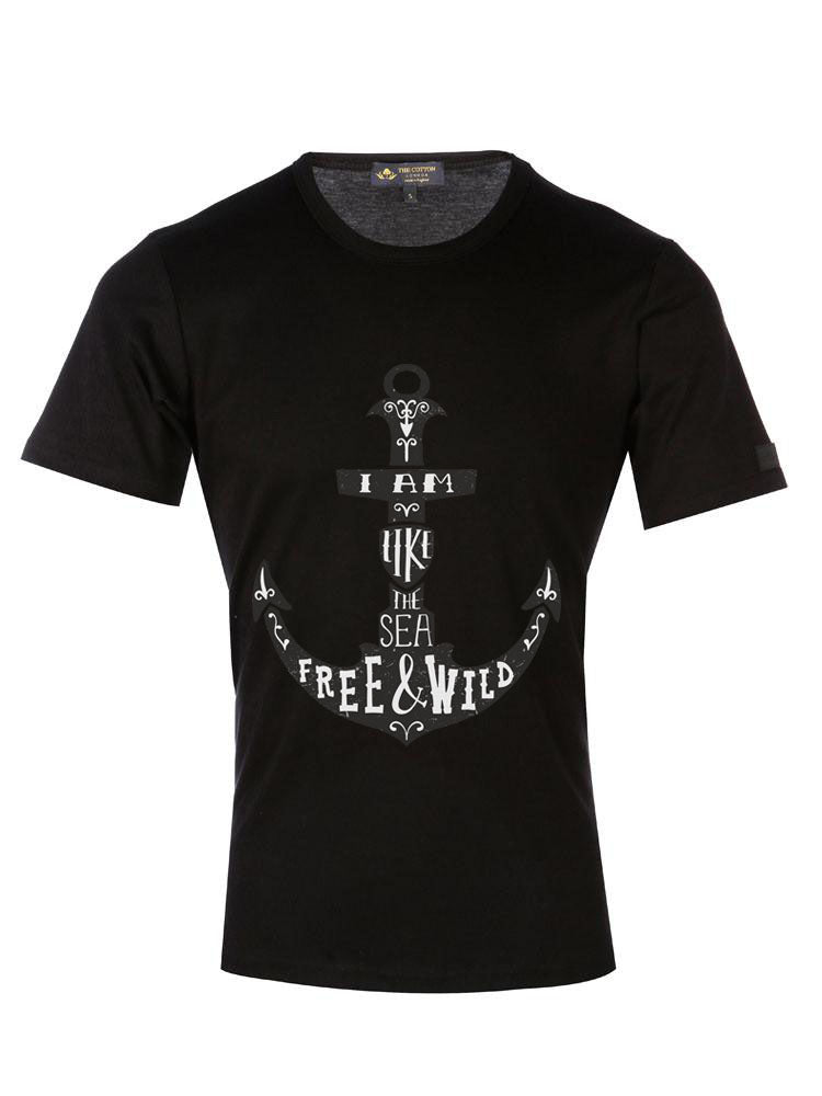 Like a Sea' Attitude Text Black T-Shirt Like a Sea' Attitude T-Shirt
