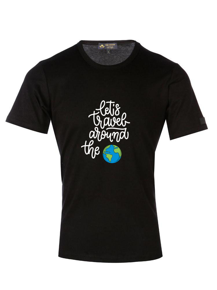 'Around the world' Text Black T-Shirt 'Around the world' Text Traveler