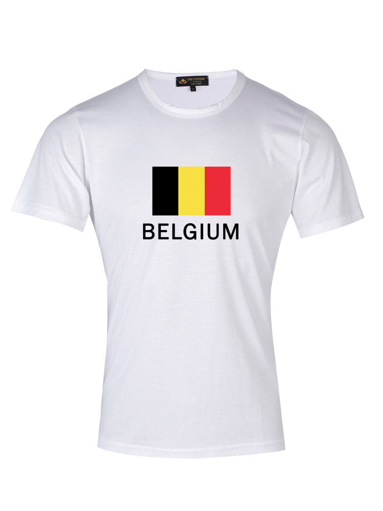 Country Flag Graphic Tee - Belgium Supima Cotton Belgium Country T-shirt