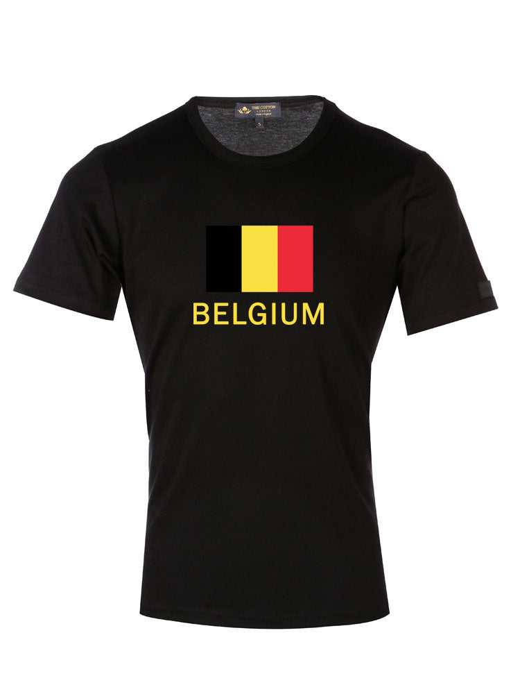 Country Flag Graphic Tee - Belgium Supima Cotton Belgium Country T-shirt