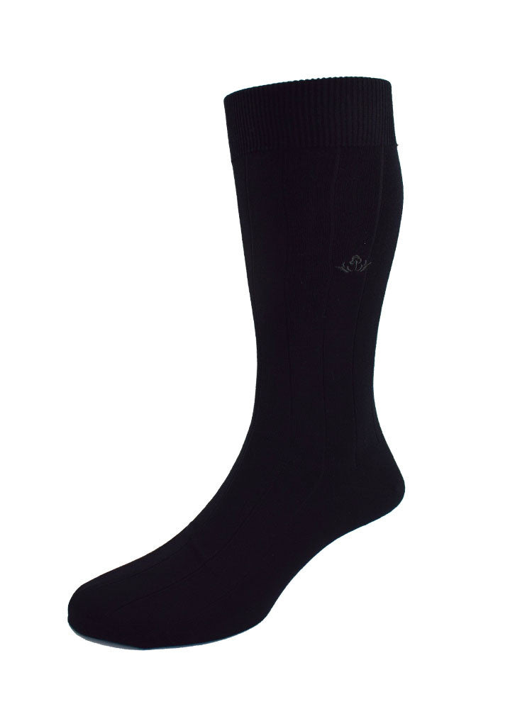Sea Island Cotton Socks – Black Broad ribbed luxurious Sea Island Cotton socks - Black