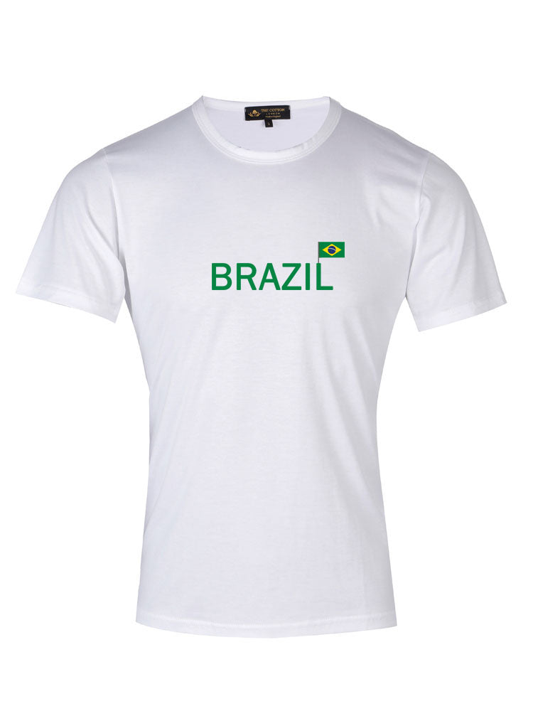 Country Flag Graphic Tee - Brazil Supima Cotton Brazil Country T-shirt