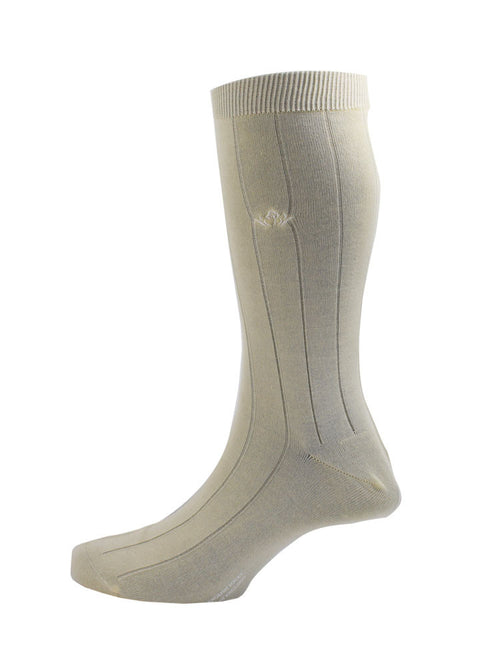 Broad ribbed luxurious Sea Island Cotton socks - Cream