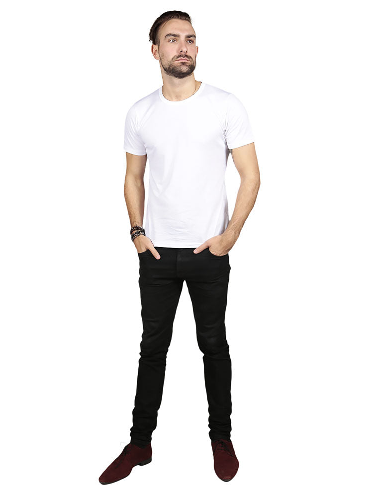 Short Sleeve Crew Neck - White Model wearing Supima Cotton Short Sleeve Crew Neck - White t-shirt
