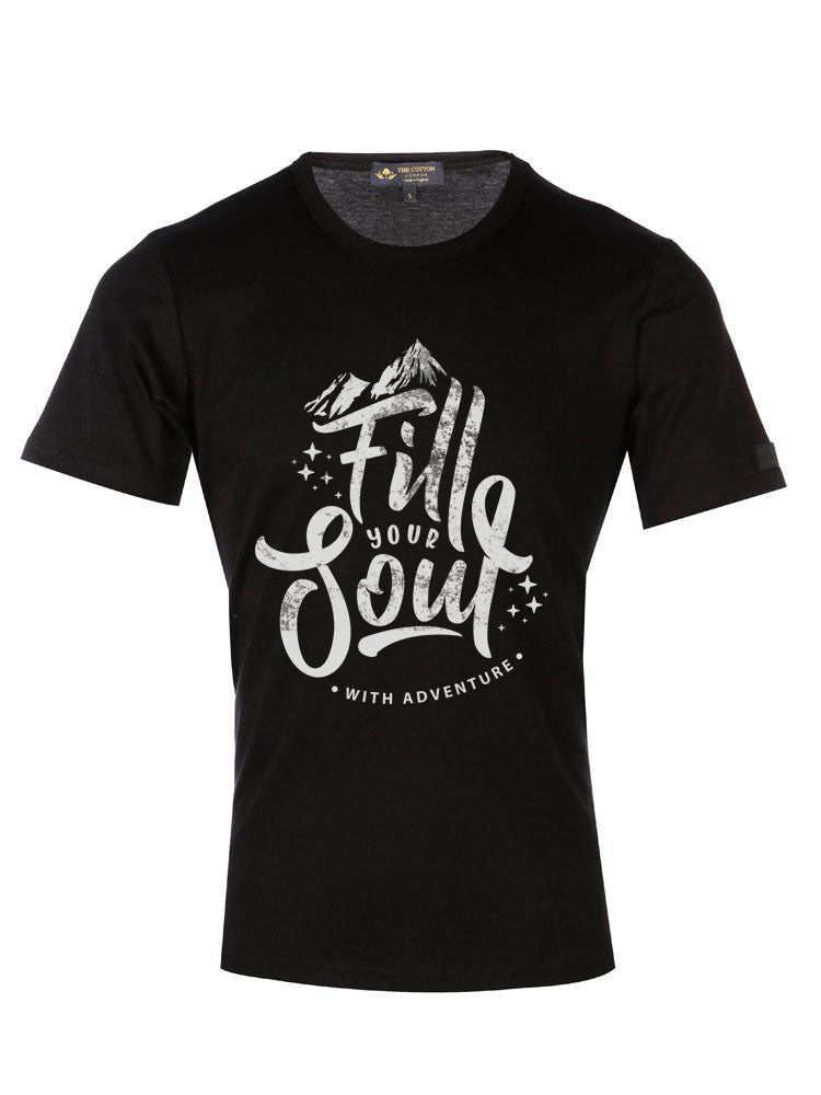 'Fill your Soul With Adventure' Text Black T-Shirt 'Fill yuor Soul With Adventure' Text Black T-Shirt