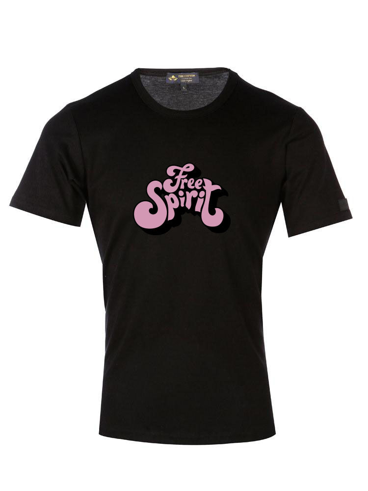 'Free Spirit' Text Black T-Shirt Free Spirit Text T-Shirt
