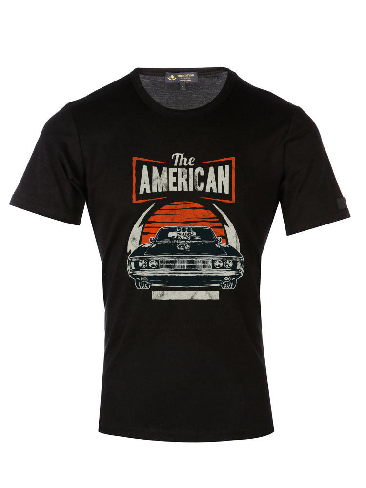 Retro American Car Black T-Shirt Retro American Car Black T-Shirt