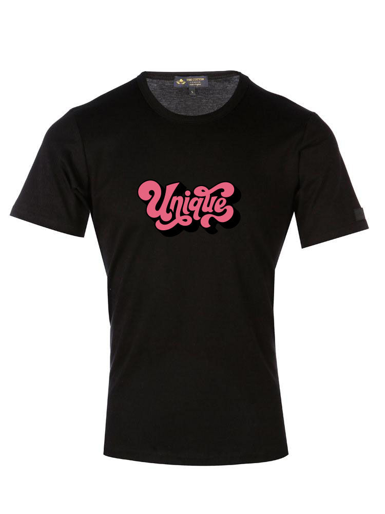 'Unique' Retro Style Text Black T-Shirt Unique Retro Text T Shirt