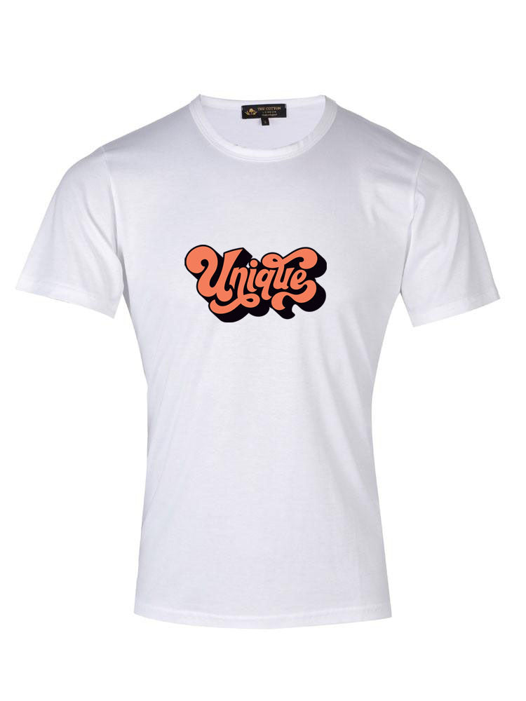 'Unique' Retro Style Text White T-Shirt Unique Retro Text T Shirt