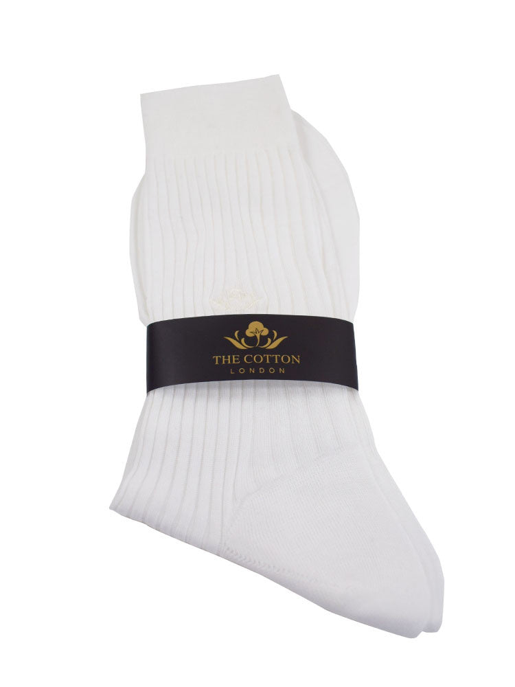COTTON LISLE TAILORED SOCKS - WHITE