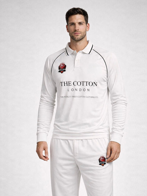 Person wearing a white long-sleeve shirt and pants on a light gray background