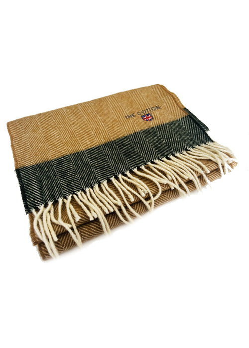 made in UK scarves for men - mustard and green colour - The Cotton