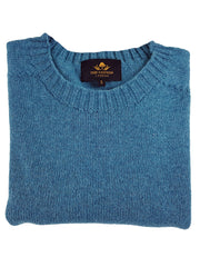 Wool X Cotton Blend Crew Neck Jumper - Kingfisher