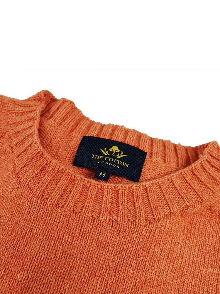 Wool X Cotton Blend Crew Neck Jumper - Amber