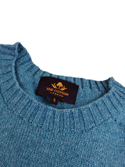 Wool X Cotton Blend Crew Neck Jumper - Kingfisher