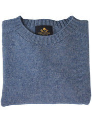 Wool X Cotton Blend Crew Neck Jumper - Sapphire