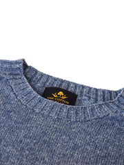 Wool X Cotton Blend Crew Neck Jumper - Sapphire