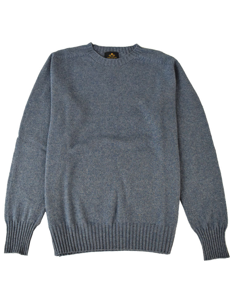 Wool X Cotton Blend Crew Neck Jumper - Denim