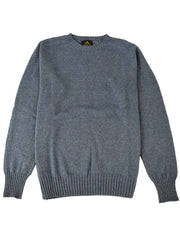 Wool X Cotton Blend Crew Neck Jumper - Denim