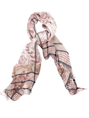 Herringbone Made In England Lambswool Fringe Scarf | sandy Brown