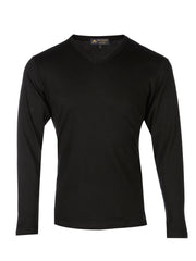 Supima cotton Long Sleeve V Neck - Black t-shirt