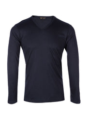 Supima cotton Long Sleeve V Neck - Navy t-shirt
