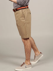 Side view of slim fit Italian chino shorts