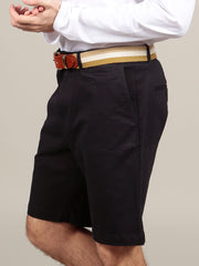 Side view of slim fit Italian chino shorts